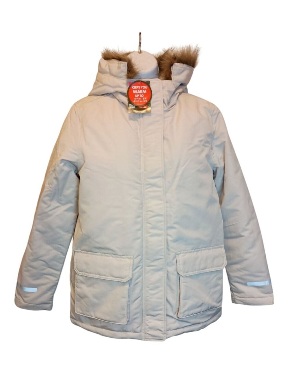 Ozark Trail Girl's Parka Jacket Size XXL(18) White/Cream NEW Hood Wind/Water Res